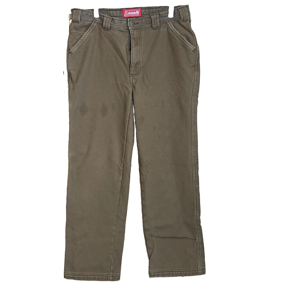 Coleman Men's Brown Fleece Lined Cargo Pants fits 31x28 Flaw Read Utility